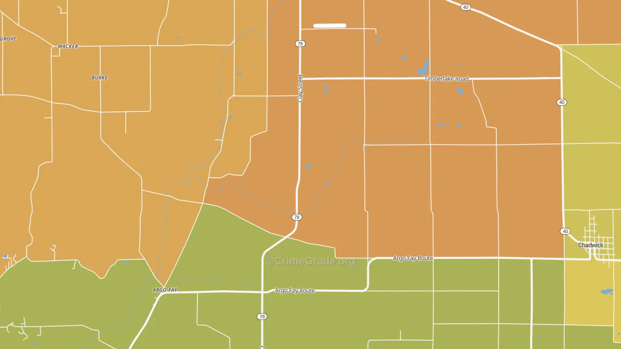Daggett, IL Map of Burglary Rates