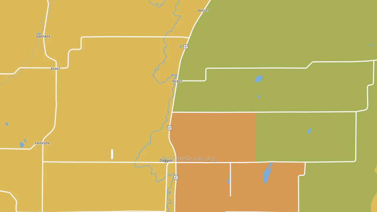 Daggett, MI Map of Burglary Rates