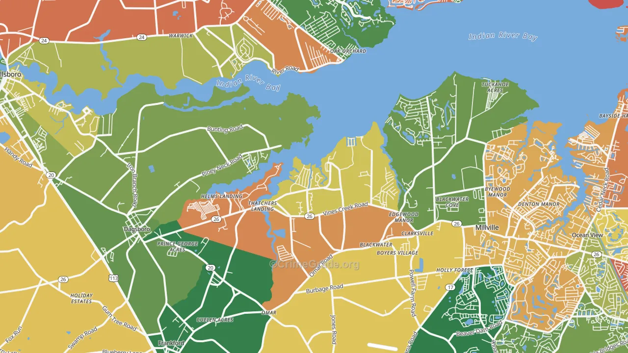 Dagsboro, DE Map of Burglary Rates
