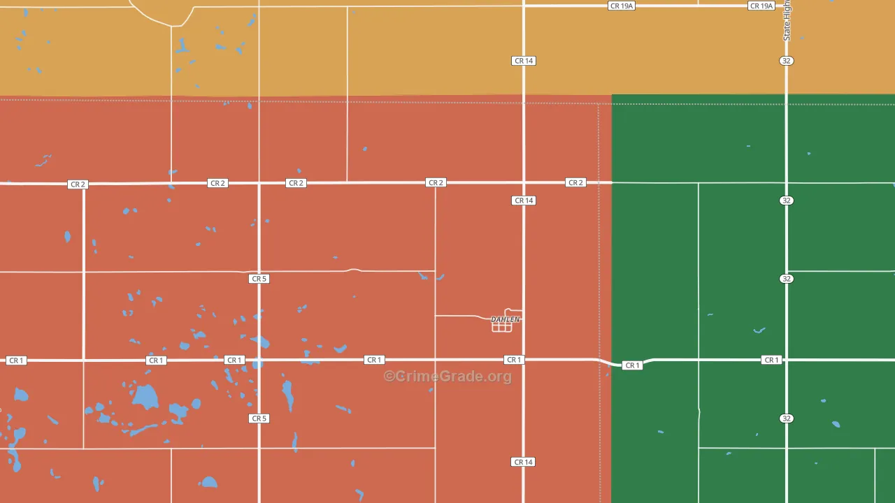 Dahlen, ND Map of Burglary Rates