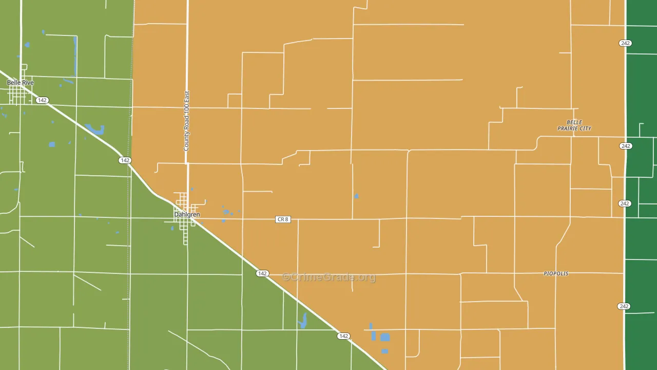 Dahlgren, IL Map of Burglary Rates