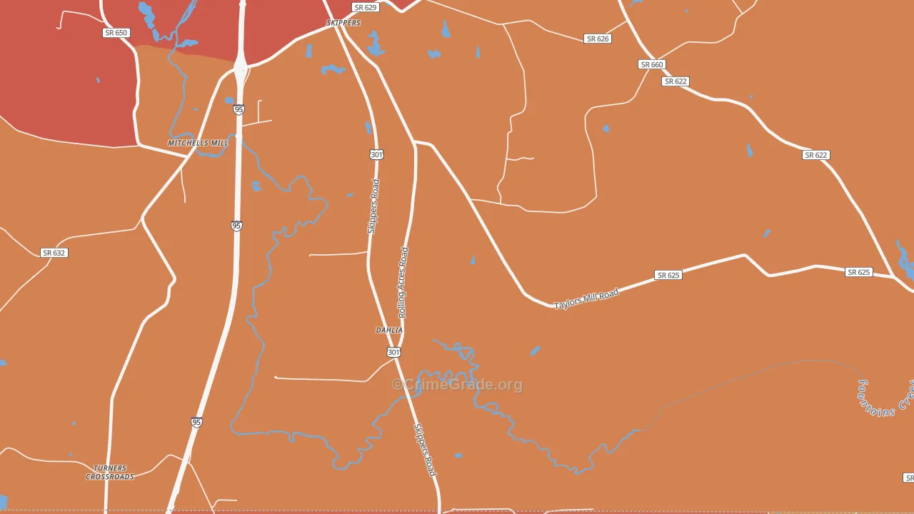 Dahlia, VA Map of Burglary Rates