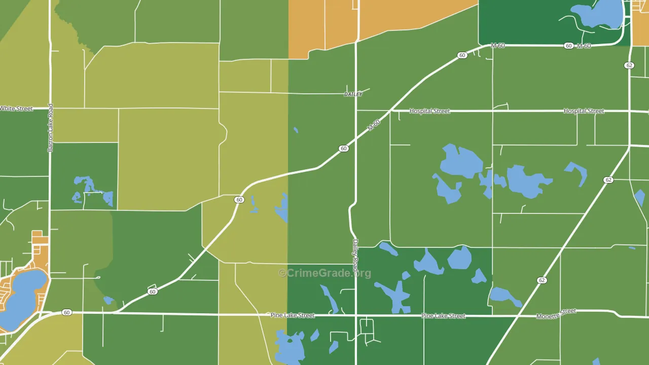 Dailey, MI Map of Burglary Rates