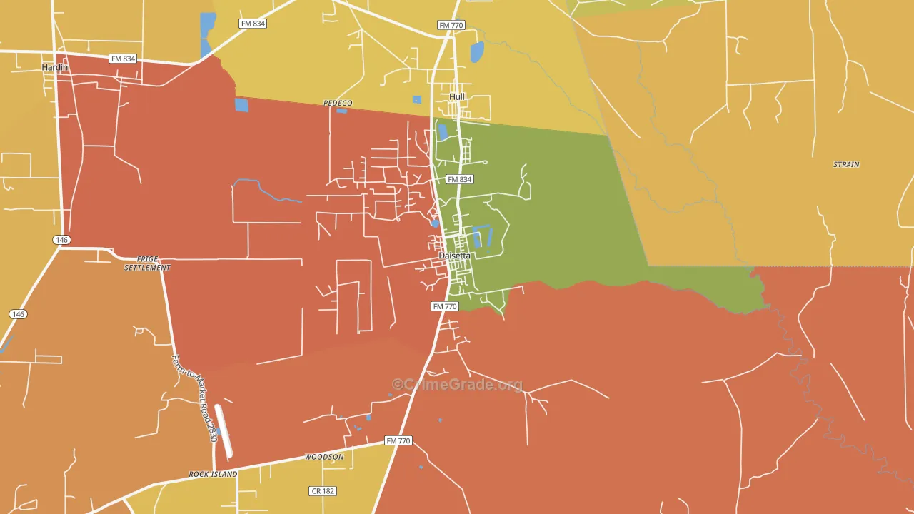 Daisetta, TX Map of Burglary Rates
