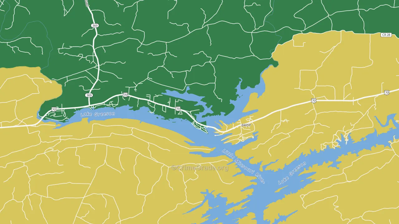 Daisy, AR Map of Burglary Rates