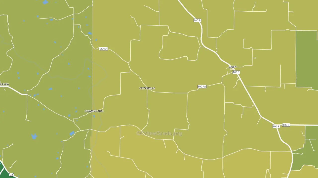 Daisy, MO Map of Burglary Rates