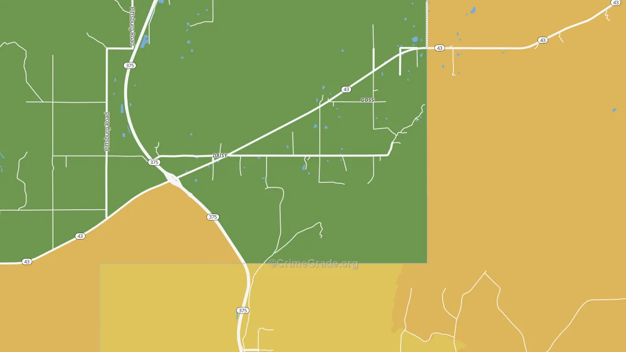 Daisy, OK Map of Burglary Rates