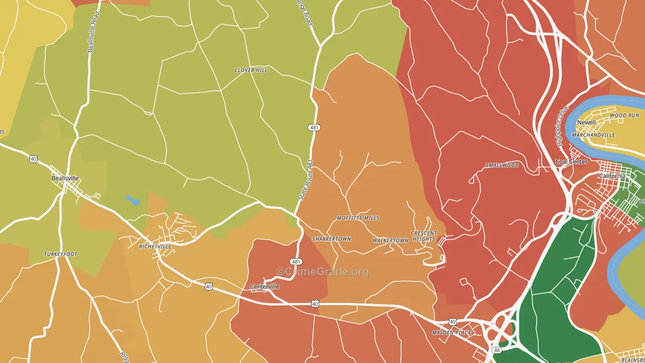 Daisytown, PA Map of Burglary Rates
