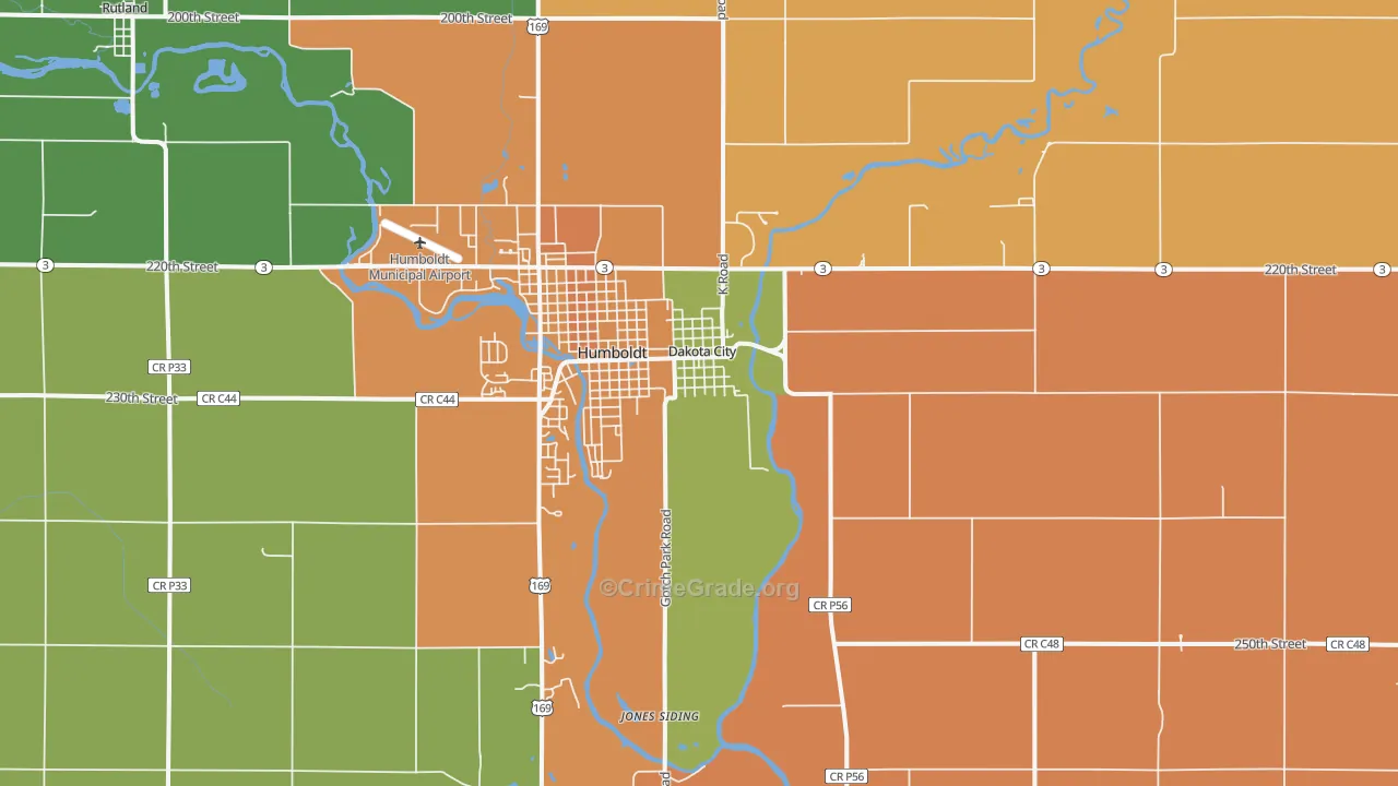 Dakota City, IA Map of Burglary Rates