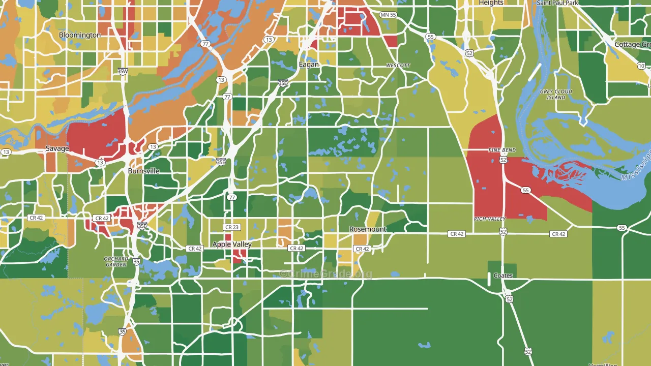Dakota County, MN Map of Burglary Rates