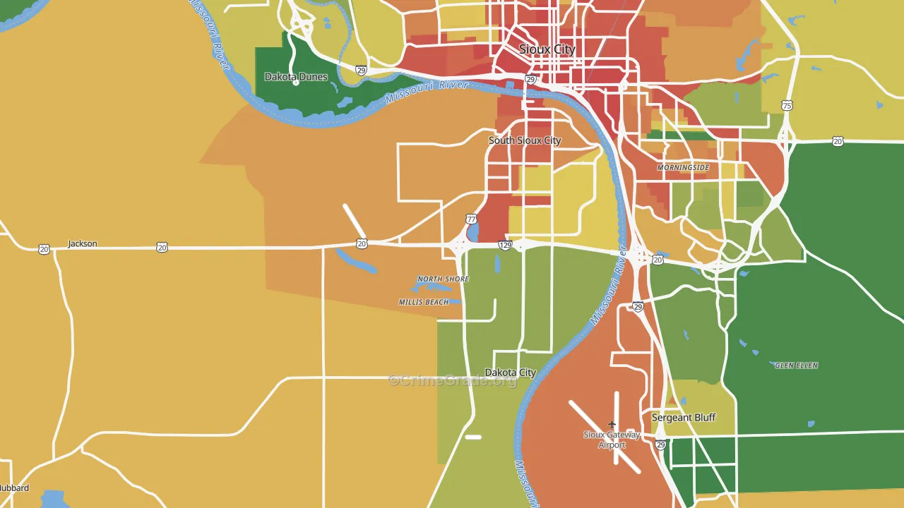 Dakota County, NE Map of Burglary Rates