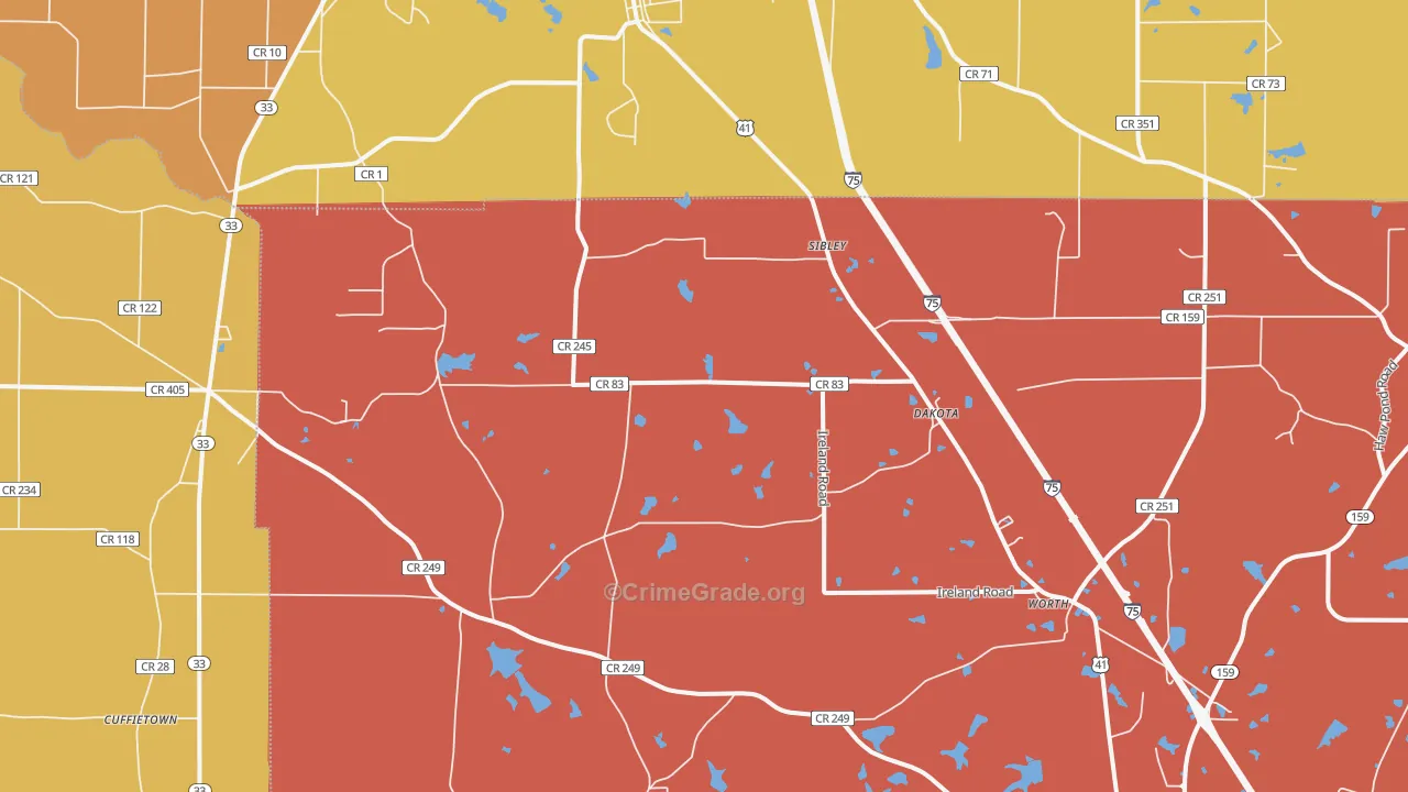 Dakota, GA Map of Burglary Rates