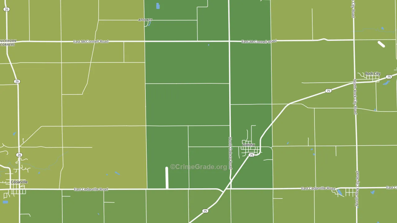Dakota, IL Map of Burglary Rates