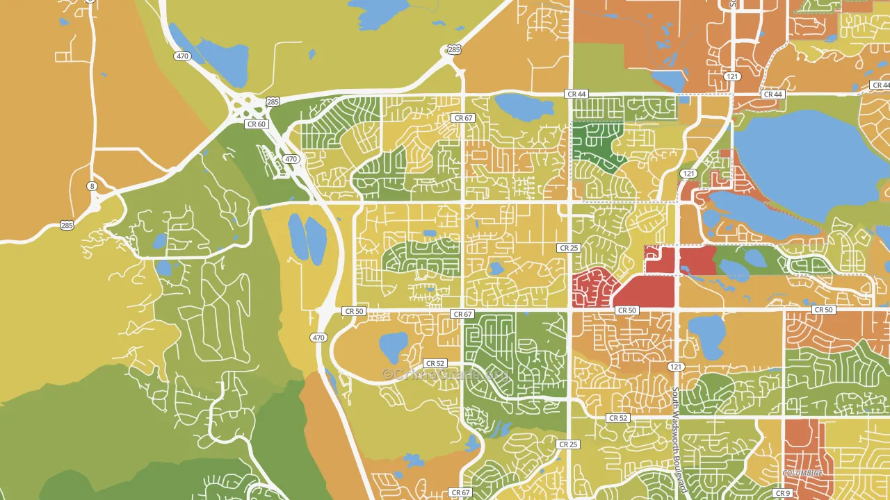 Dakota Ridge, CO Map of Burglary Rates