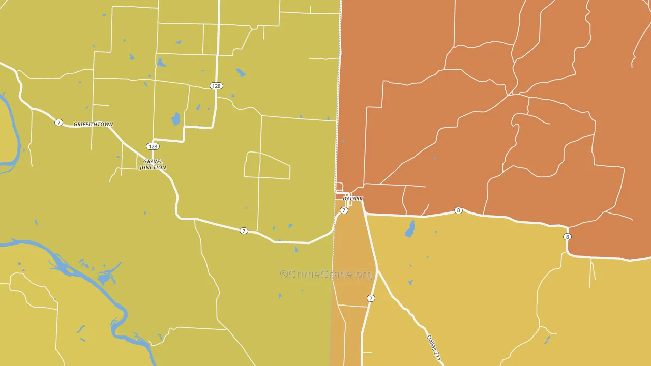 Dalark, AR Map of Burglary Rates