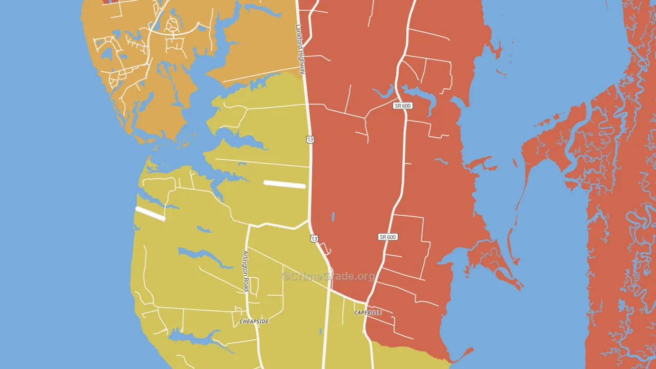 Dalbys, VA Map of Burglary Rates