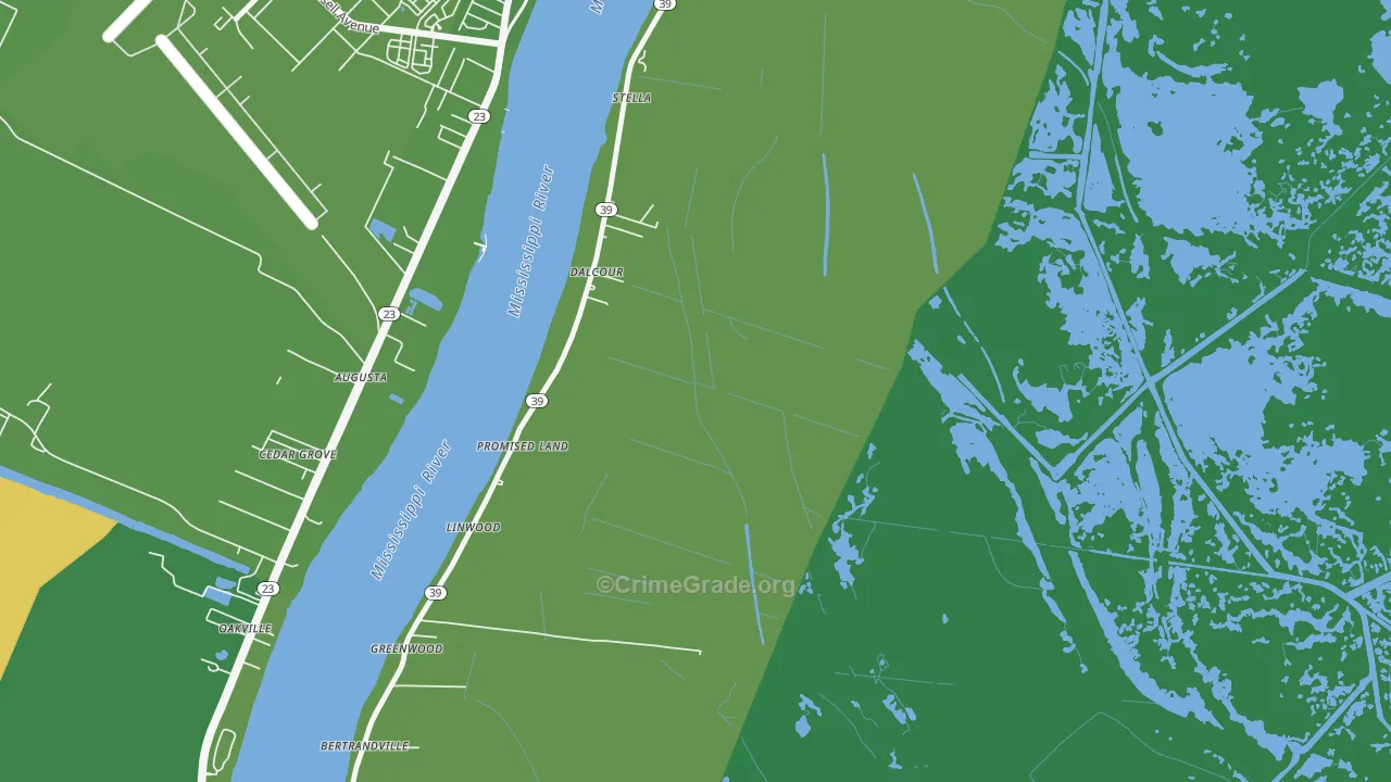 Dalcour, LA Map of Burglary Rates