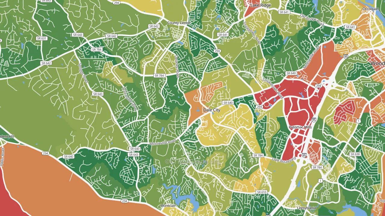 Dale City, VA Map of Burglary Rates