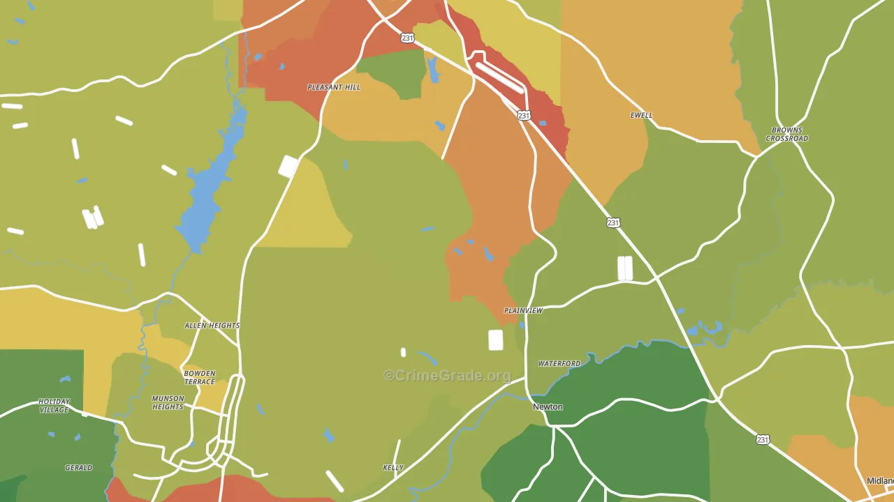 Dale County, AL Map of Burglary Rates