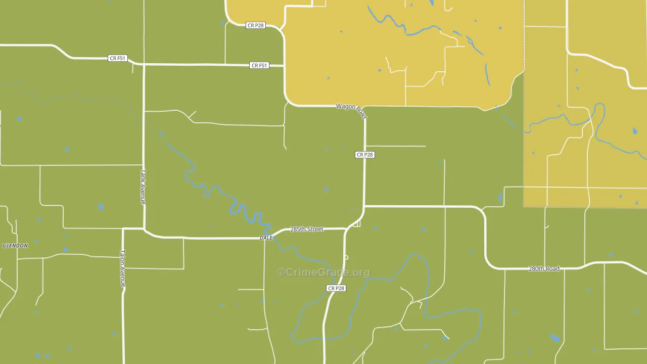 Dale, IA Map of Burglary Rates