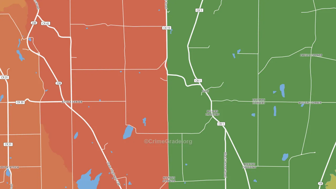 Dale, NY Map of Burglary Rates