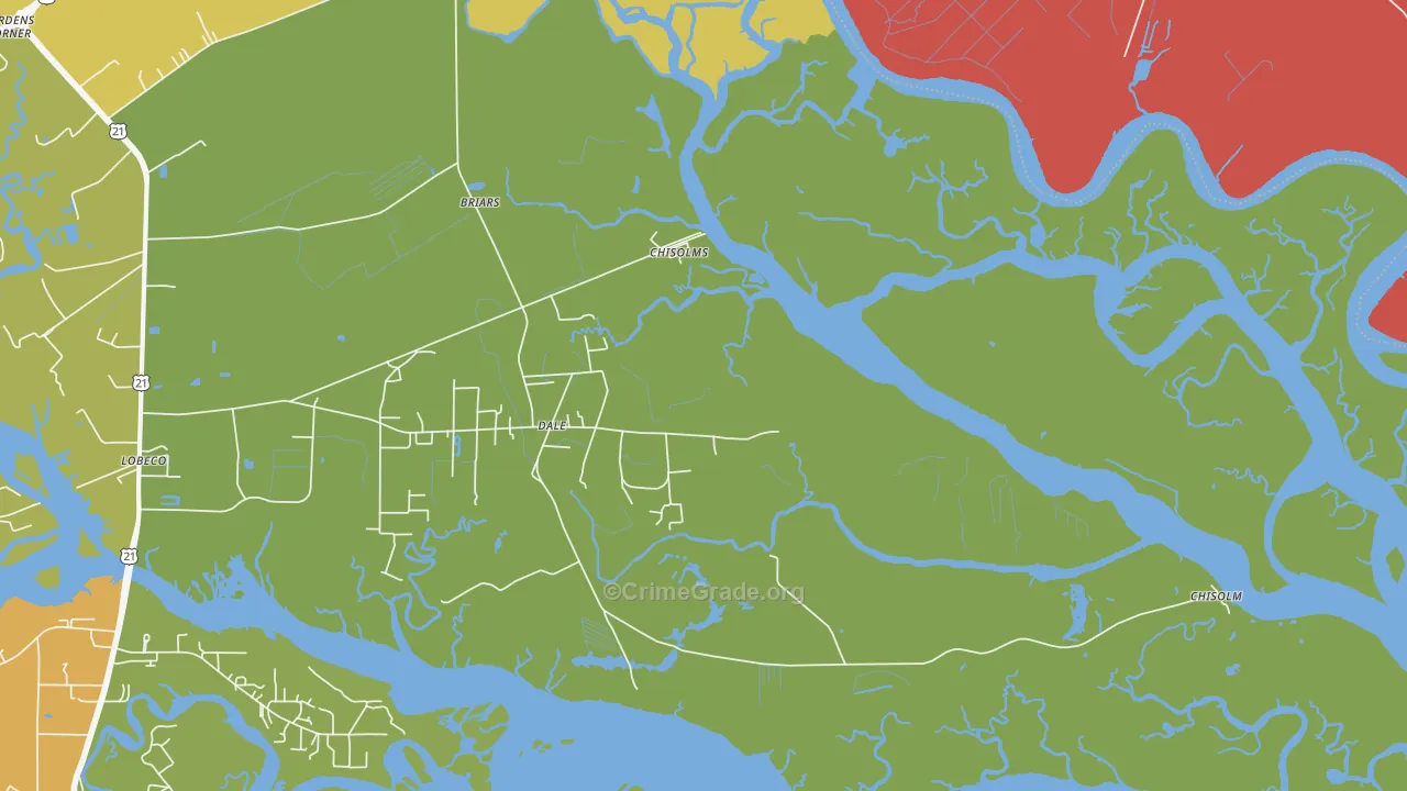 Dale, SC Map of Burglary Rates