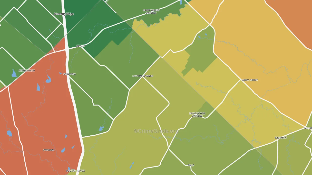 Dale, TX Map of Burglary Rates