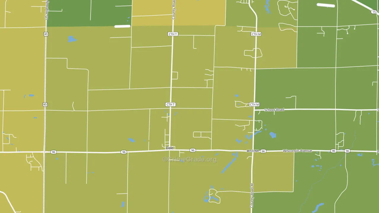Dale, WI Map of Burglary Rates