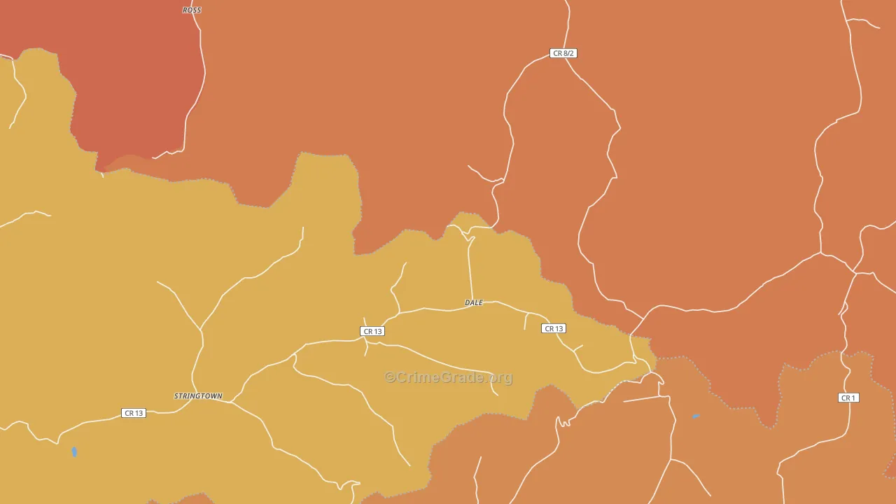 Dale, WV Map of Burglary Rates