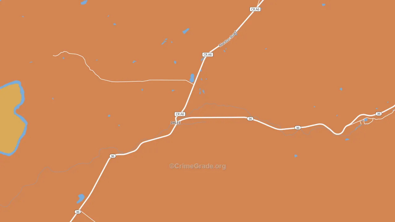 Dales, CA Map of Burglary Rates