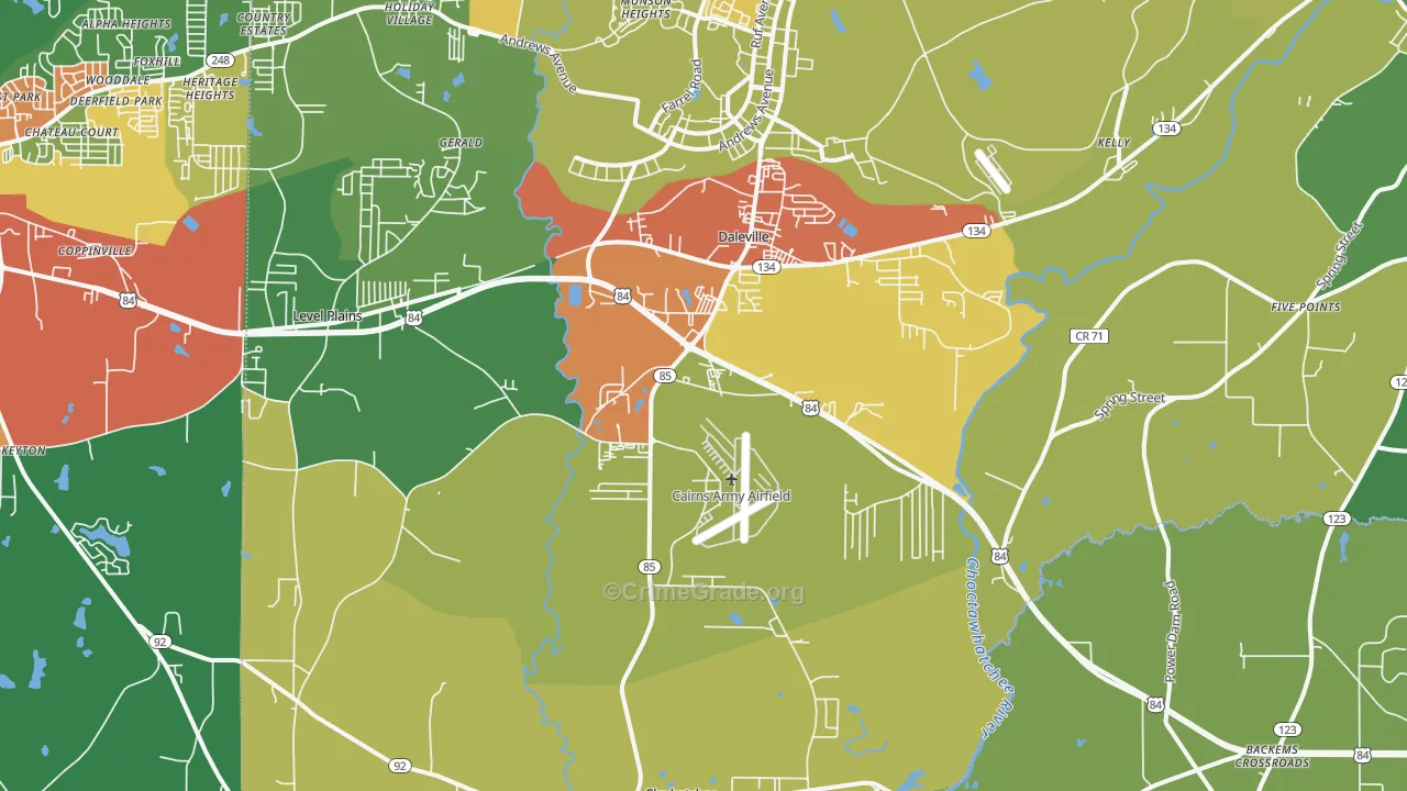 Daleville, AL Map of Burglary Rates