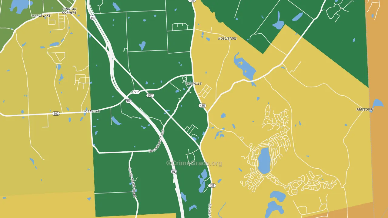 Daleville, PA Map of Burglary Rates