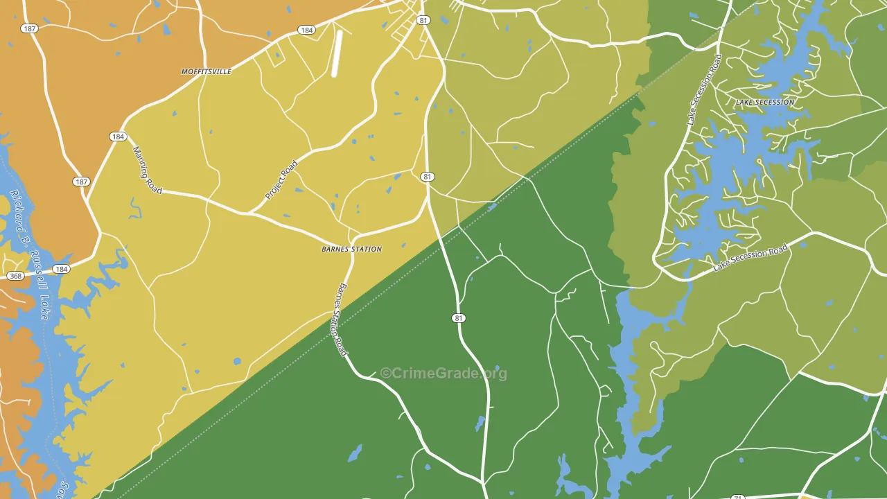 Dalewood, SC Map of Burglary Rates