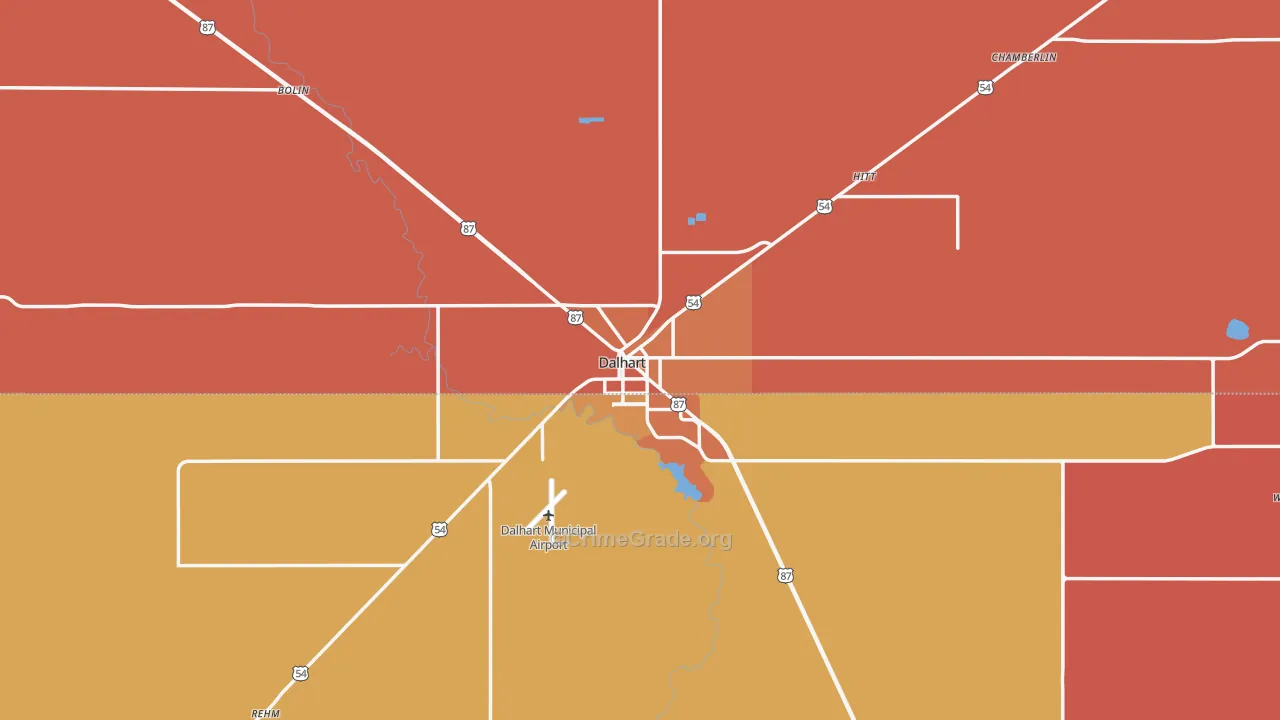 Dalhart, TX Map of Burglary Rates