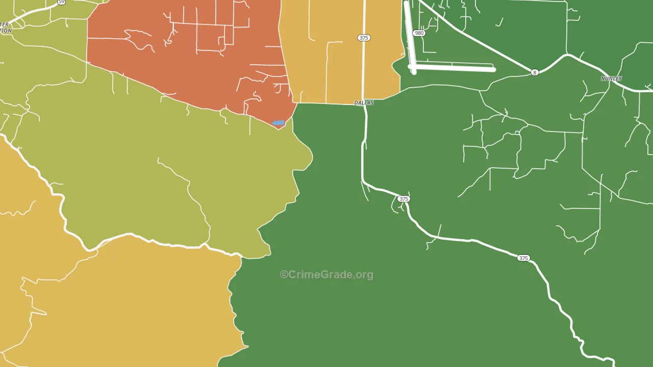 Dallas, AR Map of Burglary Rates