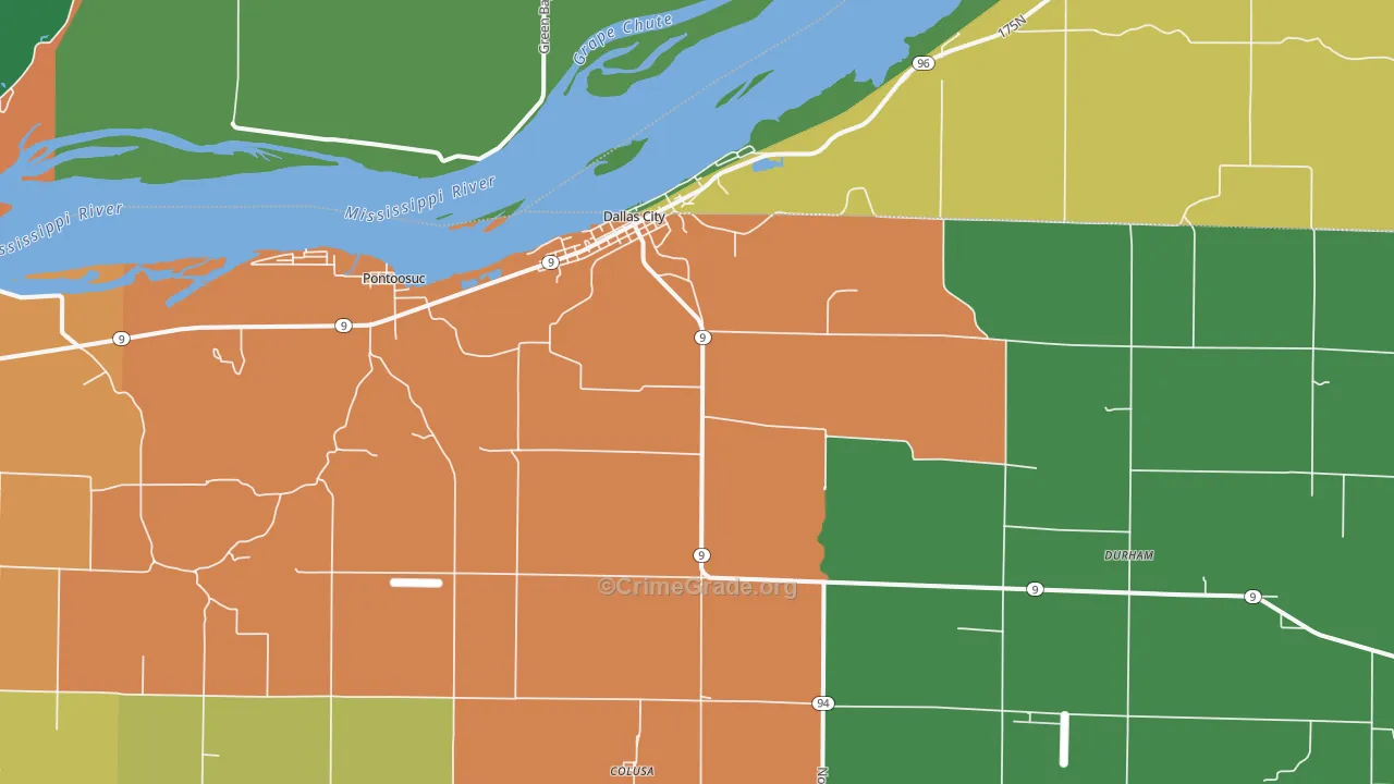Dallas City, IL Map of Burglary Rates