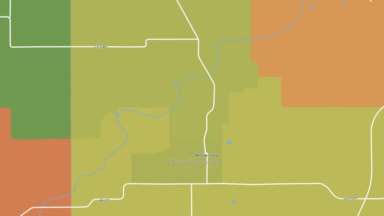 Dallas, IA Map of Burglary Rates