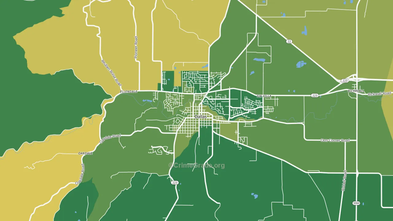 Dallas, OR Map of Burglary Rates