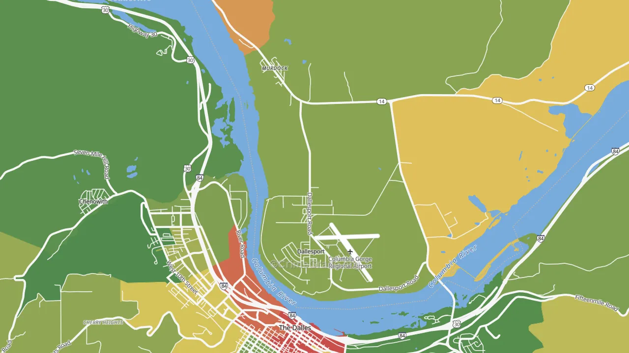 Dallesport, WA Map of Burglary Rates