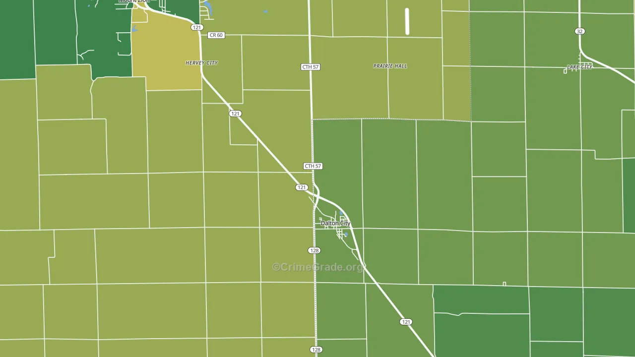 Dalton City, IL Map of Burglary Rates