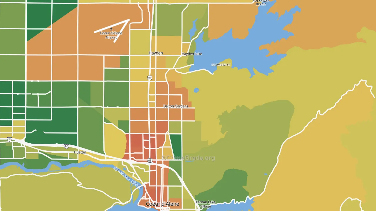 Dalton Gardens, ID Map of Burglary Rates