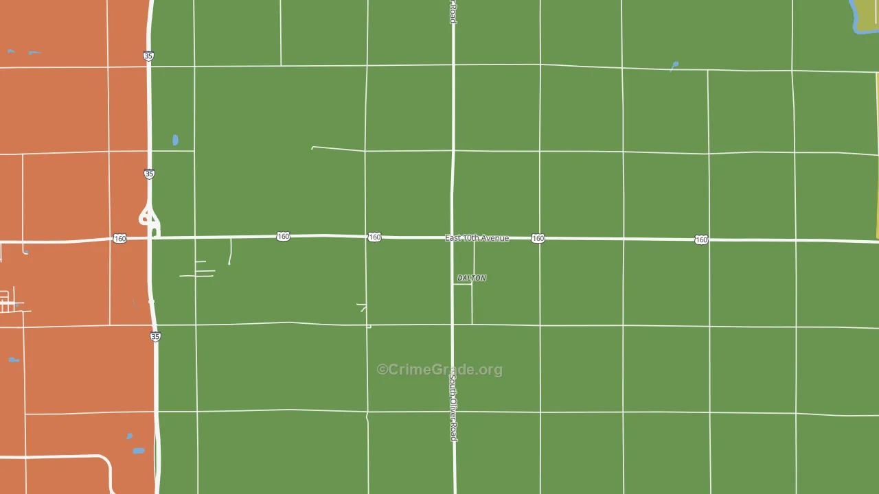 Dalton, KS Map of Burglary Rates