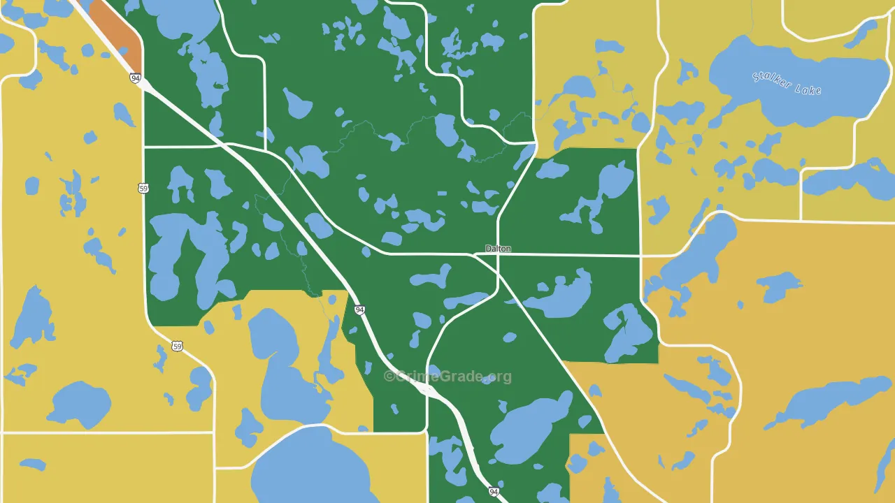 Dalton, MN Map of Burglary Rates