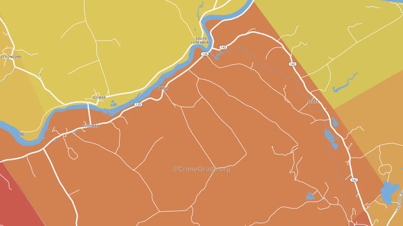 Dalton, NH Map of Burglary Rates