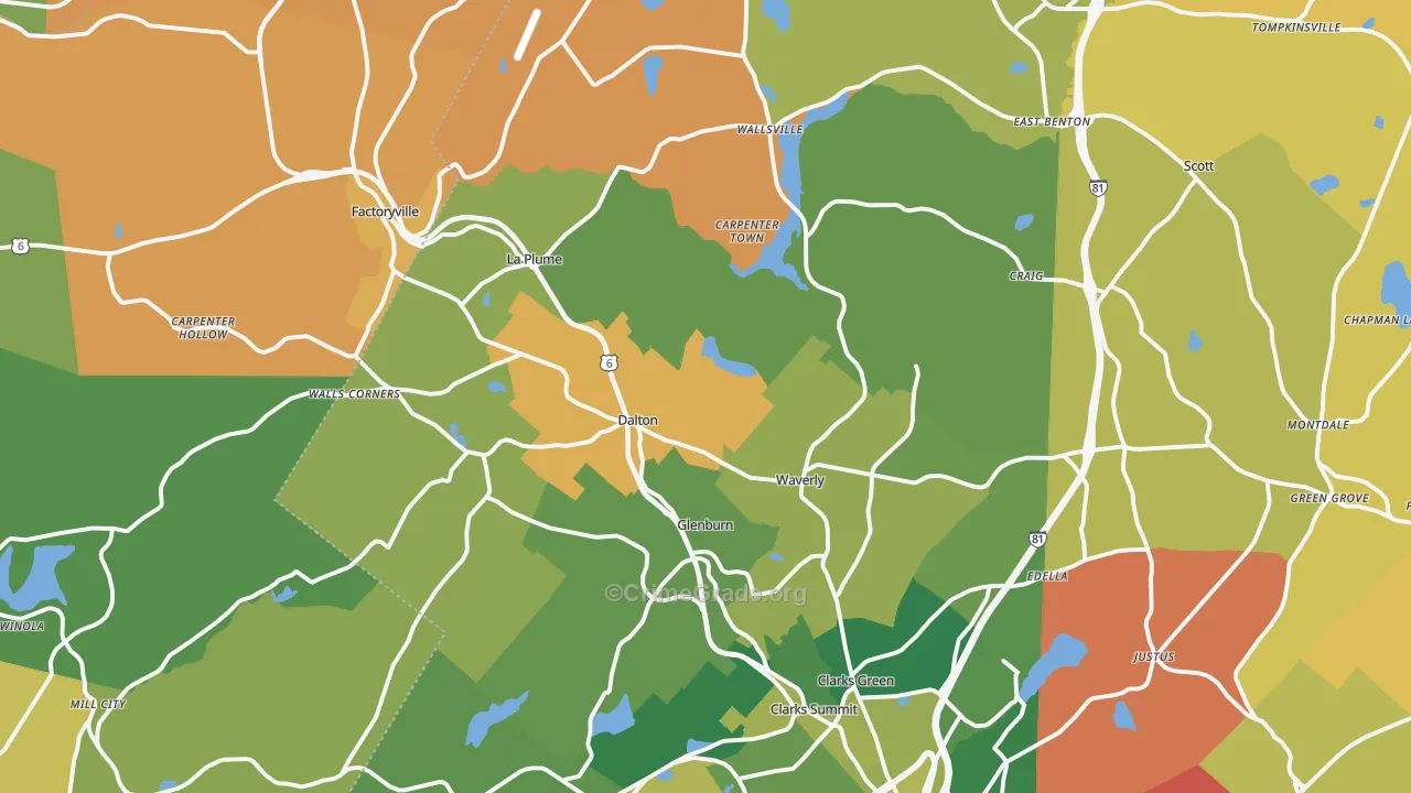 Dalton, PA Map of Burglary Rates