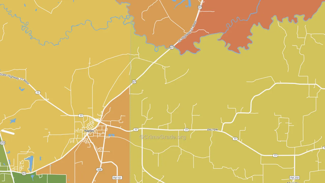 Dalton, TX Map of Burglary Rates