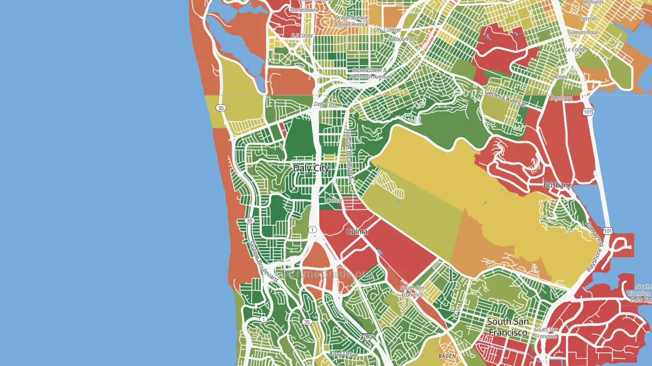 Daly City, CA Map of Burglary Rates