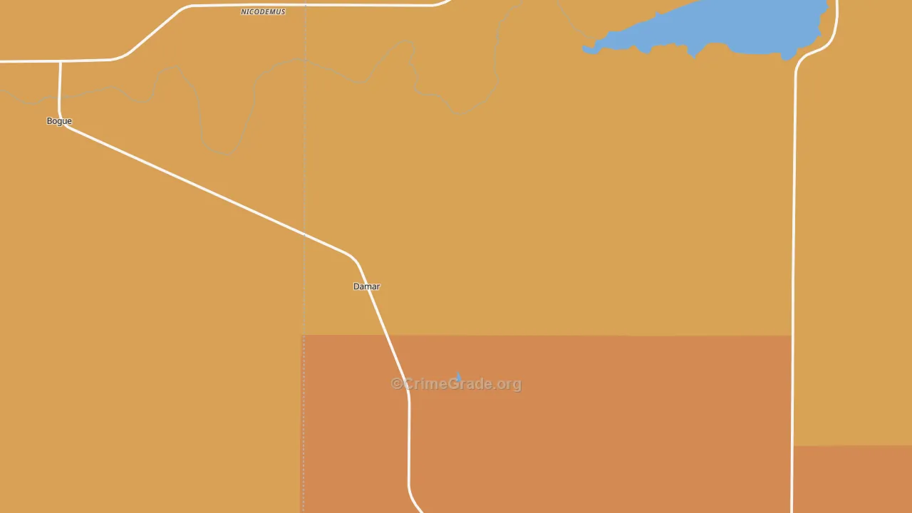 Damar, KS Map of Burglary Rates