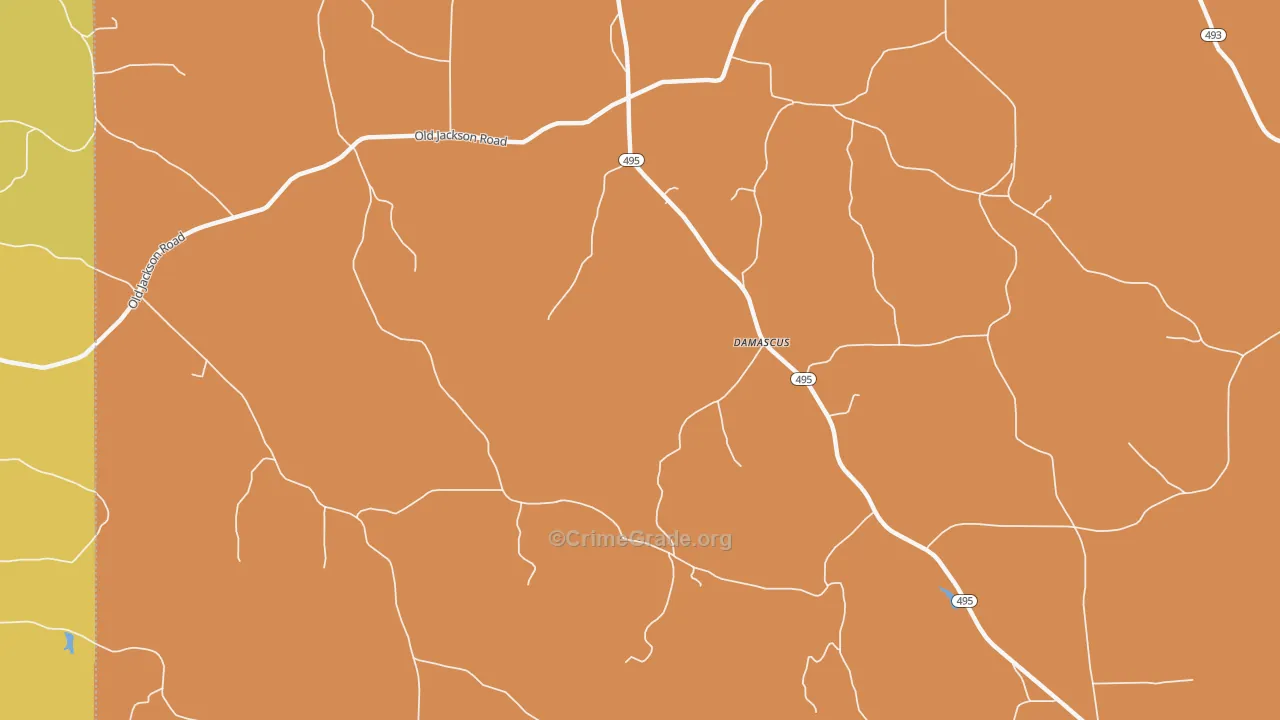 Damascus, MS Map of Burglary Rates