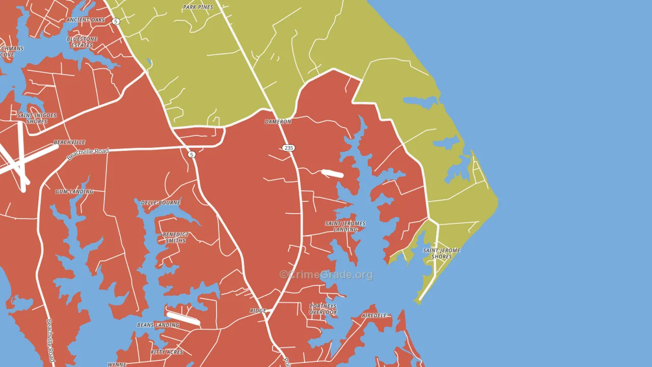 Dameron, MD Map of Burglary Rates